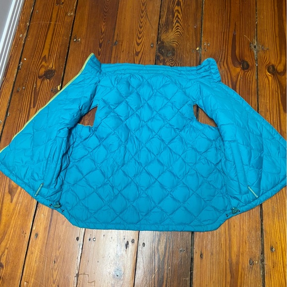 Coldwater Creek Goose Down Blue Green Reversible Puffer Vest Size 1X Fall Light - Picture 5 of 8